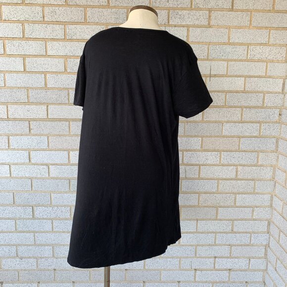 PRETTYLITTLETHING BLACK Skeleton Holographic T SHIRT DRESS SIZE 12 RAYON - Picture 11 of 13